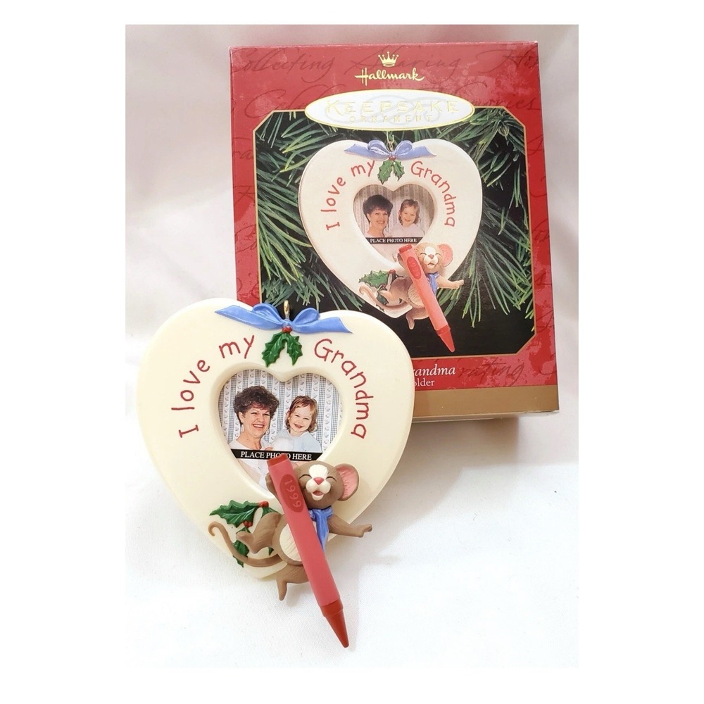 Hallmark FOR MY GRANDMA‎ Christmas Ornament love heart picture frame Dated 1999